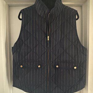 JCrew Navy Blue and White Pinstripe Vest